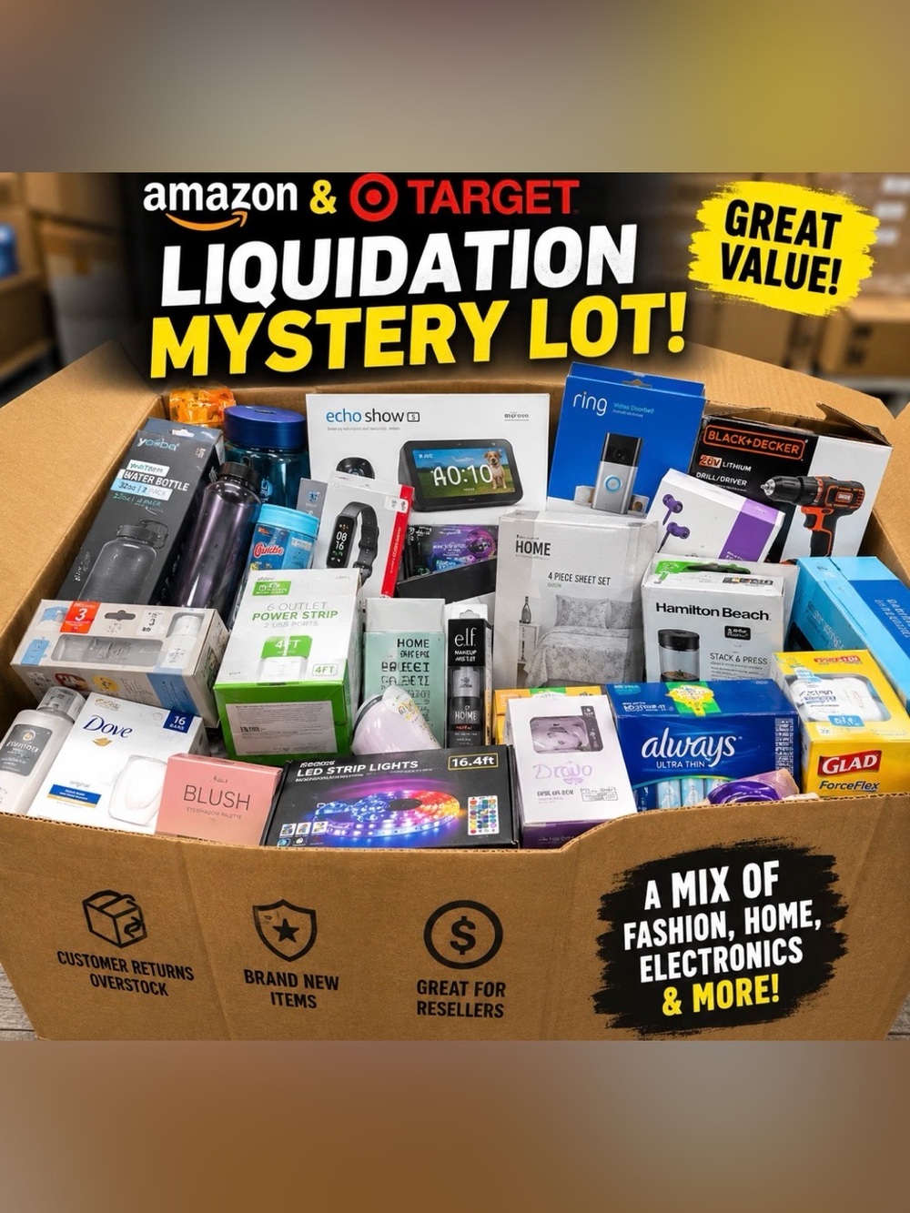 Liquidation Mystery Electronics & Home Goods Lot - Mixed